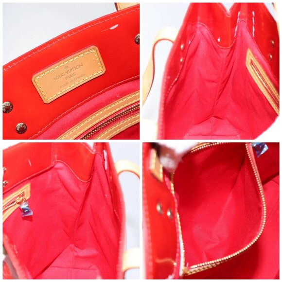 LOUIS VUITTON Monogram Vernis Reade MM Hand Bag Red Rouge - Picture 15 of 16